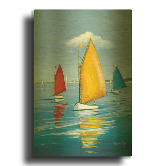 'Newport Regatta' By Sally Caldwell Fisher Gold Metal Wall Art