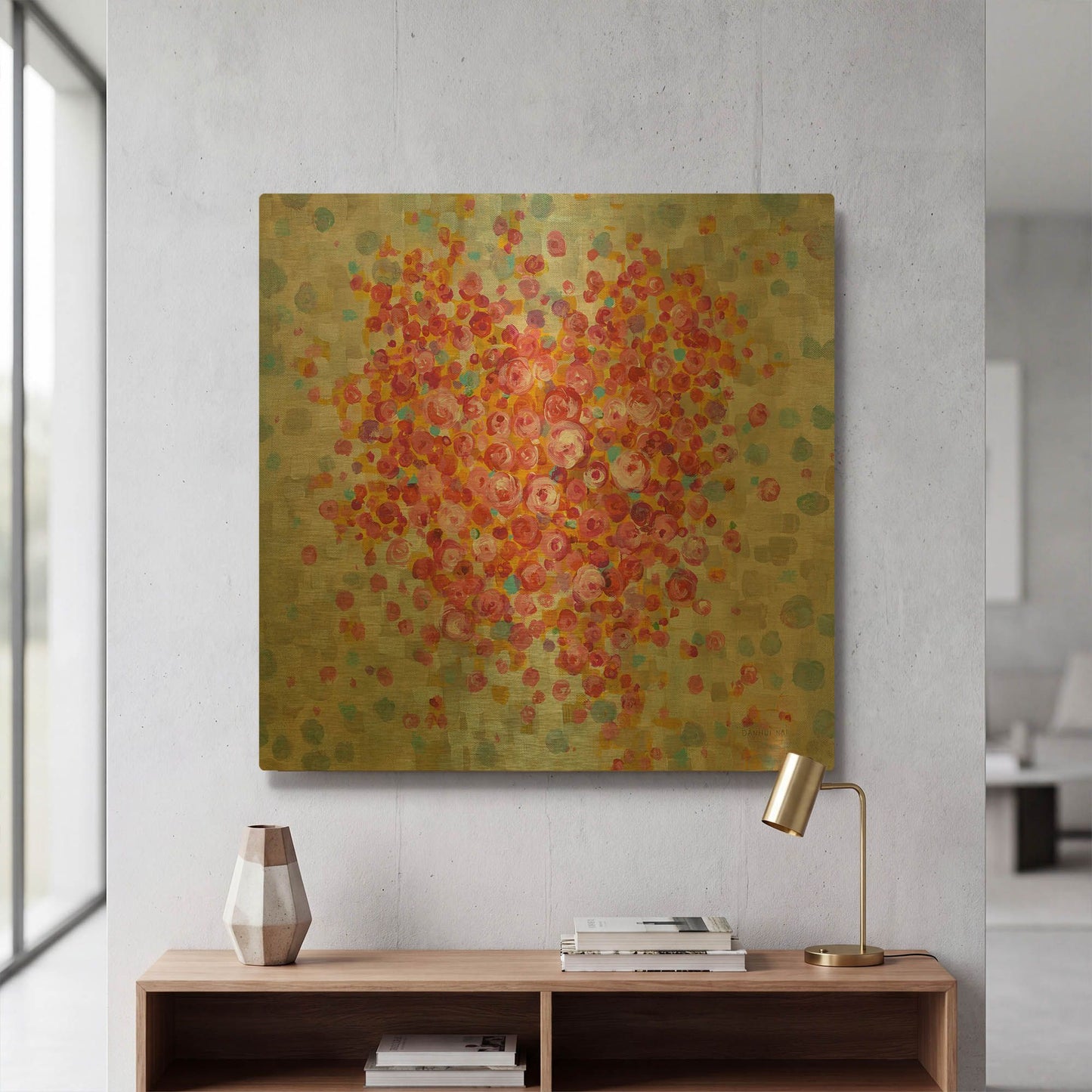 'Circle of Hearts' By Danhui Nai Gold Metal Wall Art