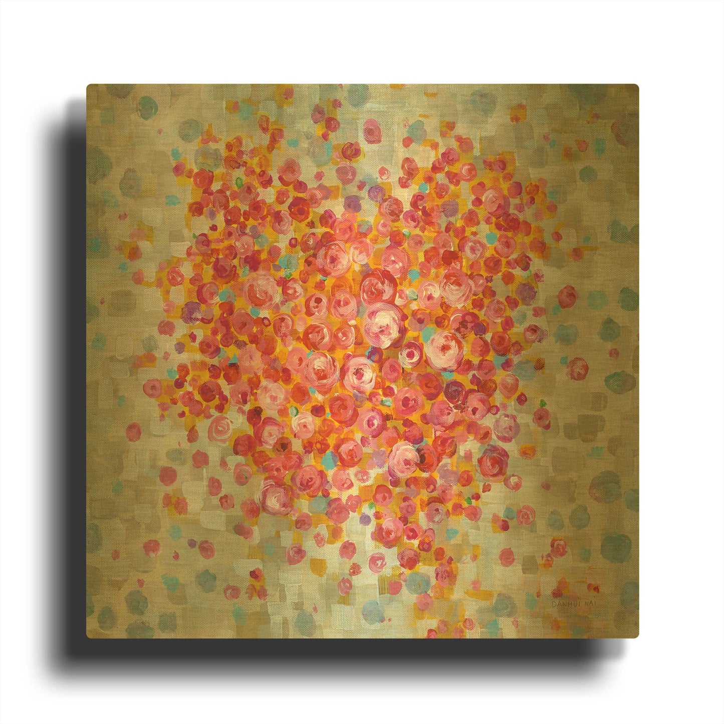 'Circle of Hearts' By Danhui Nai Gold Metal Wall Art