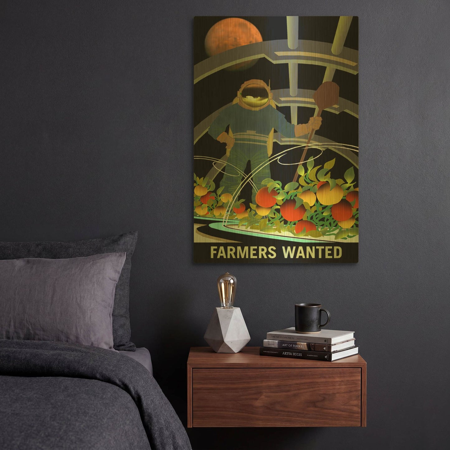 'P03 Farmers Wanted Nasa Recruitment Poster' By NASA Posters Gold Metal Wall Art