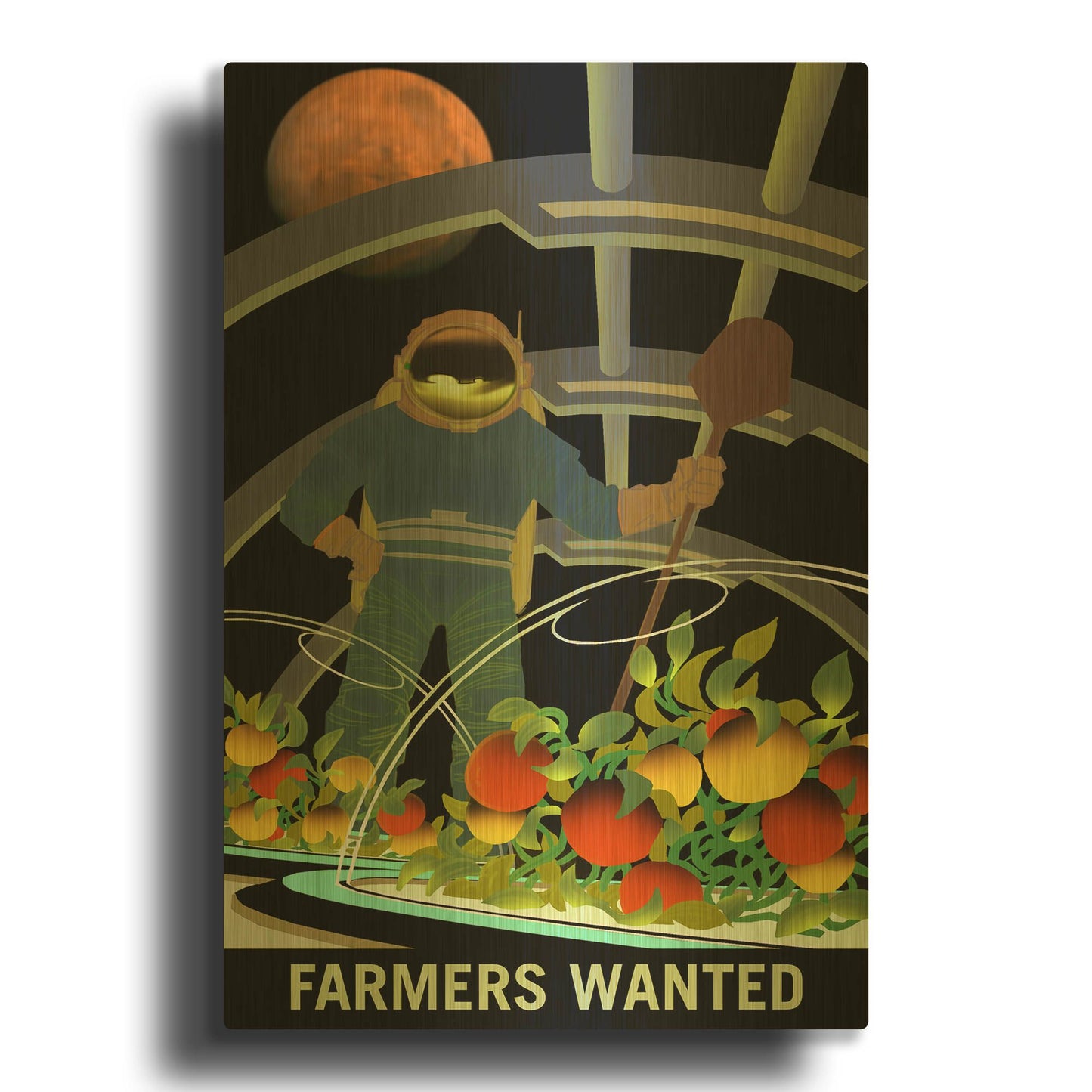 'P03 Farmers Wanted Nasa Recruitment Poster' By NASA Posters Gold Metal Wall Art