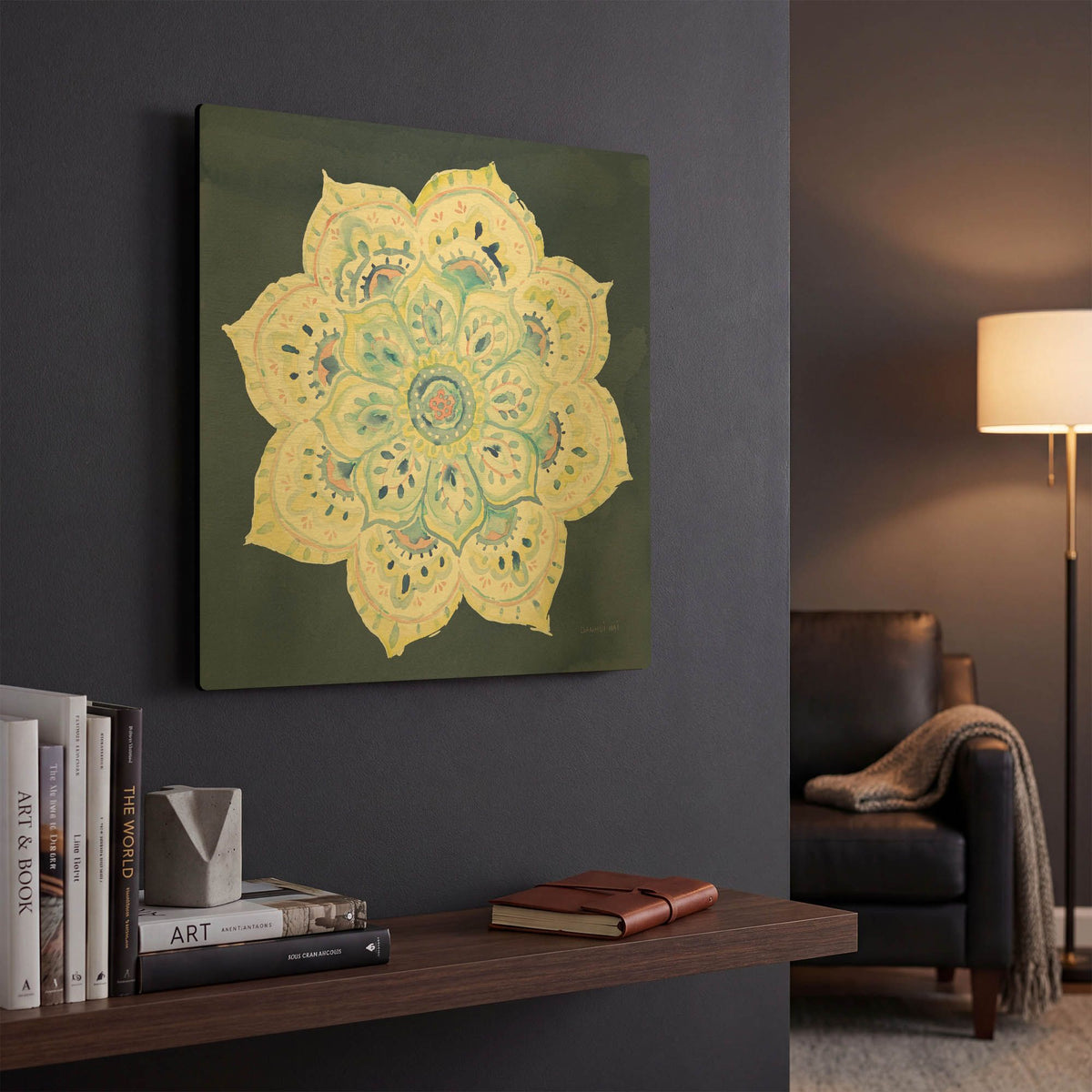 'Jaipur VI Navy' By Danhui Nai Gold Metal Wall Art