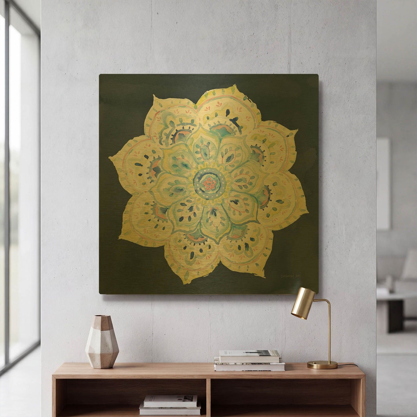 'Jaipur VI Navy' By Danhui Nai Gold Metal Wall Art