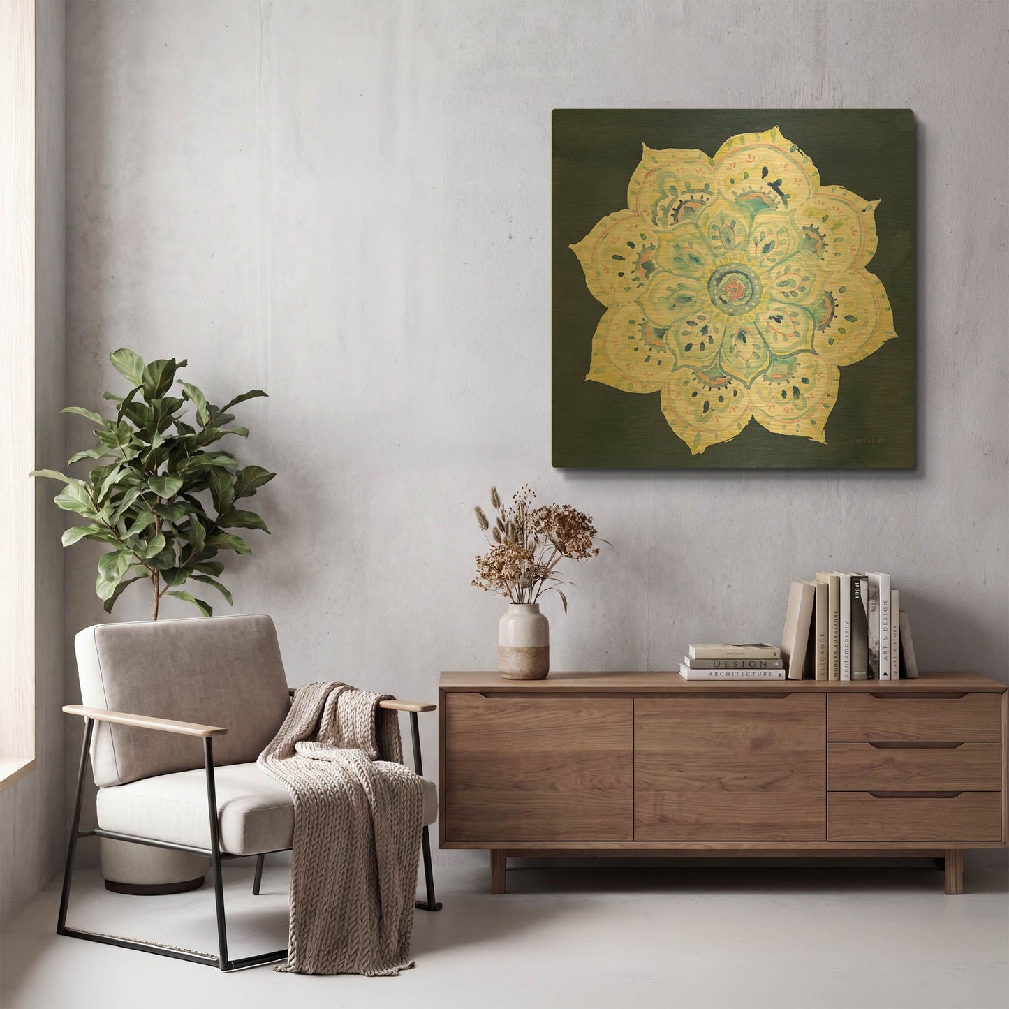 'Jaipur VI Navy' By Danhui Nai Gold Metal Wall Art