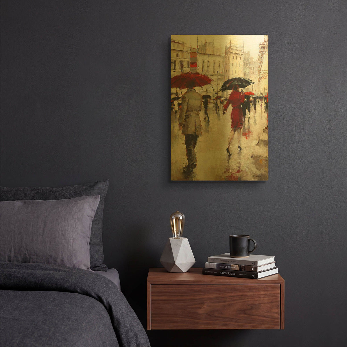 'Parting on a Paris Street' By Lorraine Christie Gold Metal Wall Art