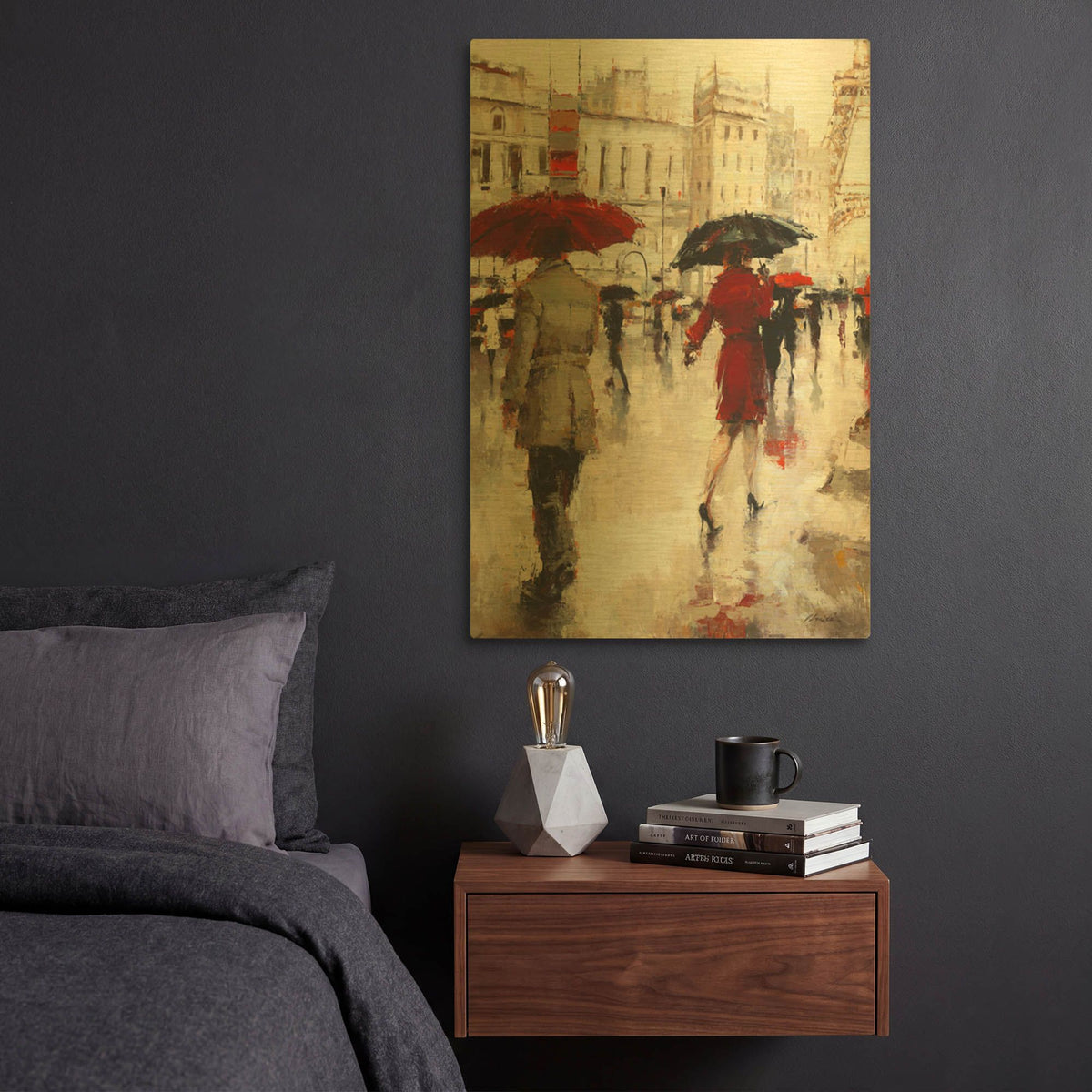 'Parting on a Paris Street' By Lorraine Christie Gold Metal Wall Art