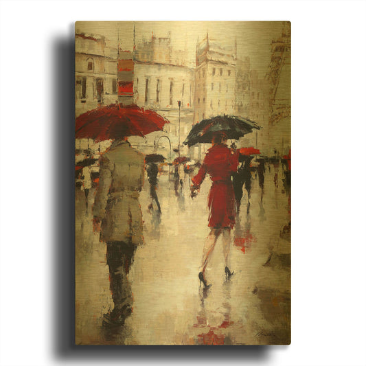 'Parting on a Paris Street' By Lorraine Christie Gold Metal Wall Art