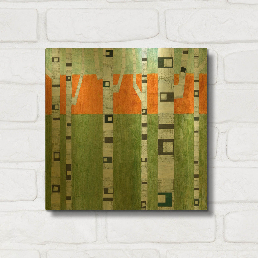'Spring Birches' By Michelle Calkins Gold Metal Wall Art