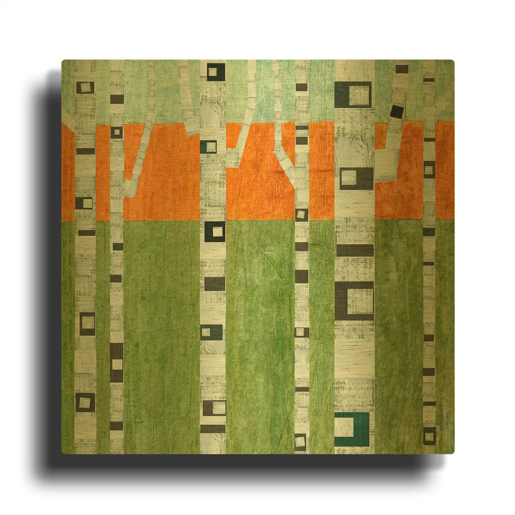 'Spring Birches' By Michelle Calkins Gold Metal Wall Art