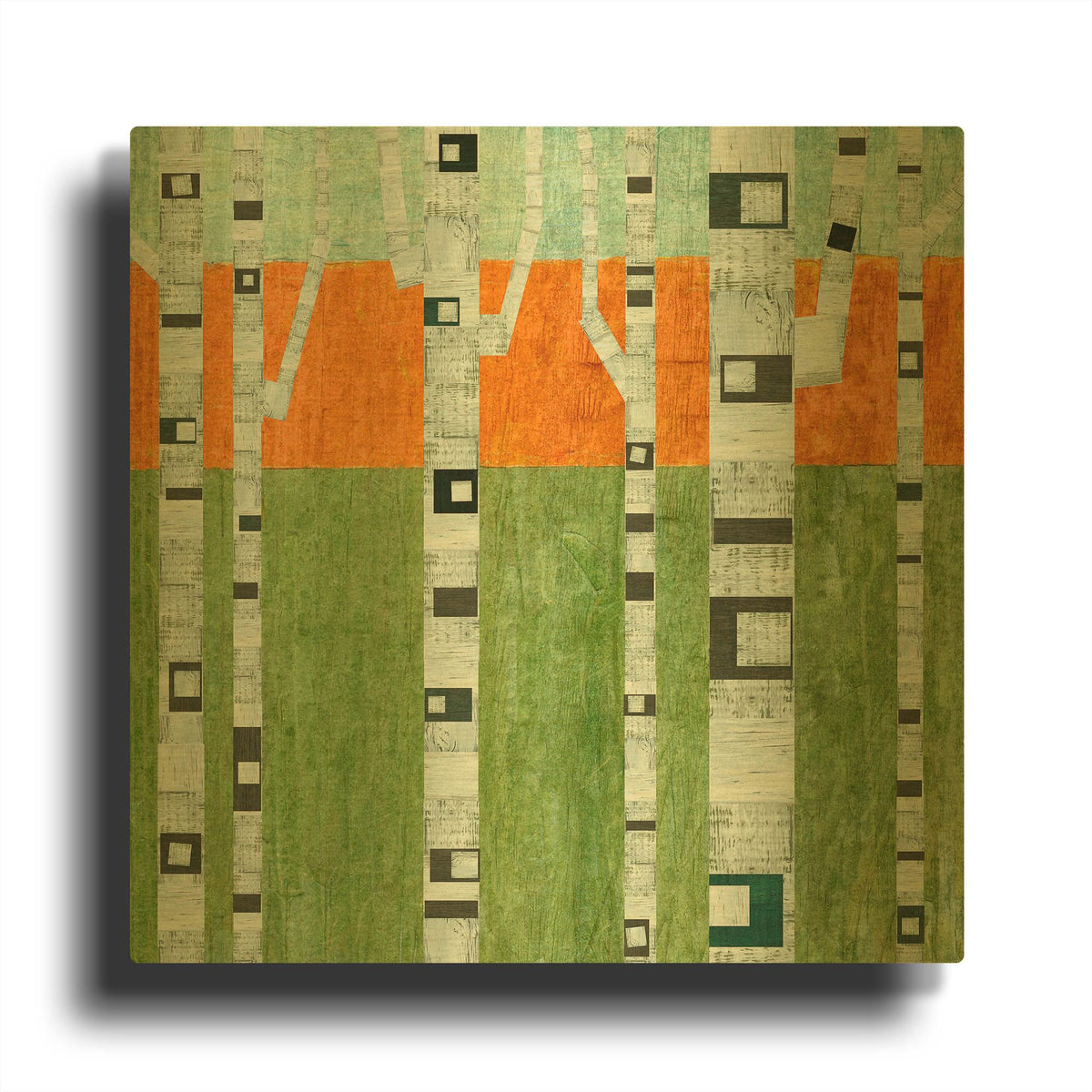 'Spring Birches' By Michelle Calkins Gold Metal Wall Art