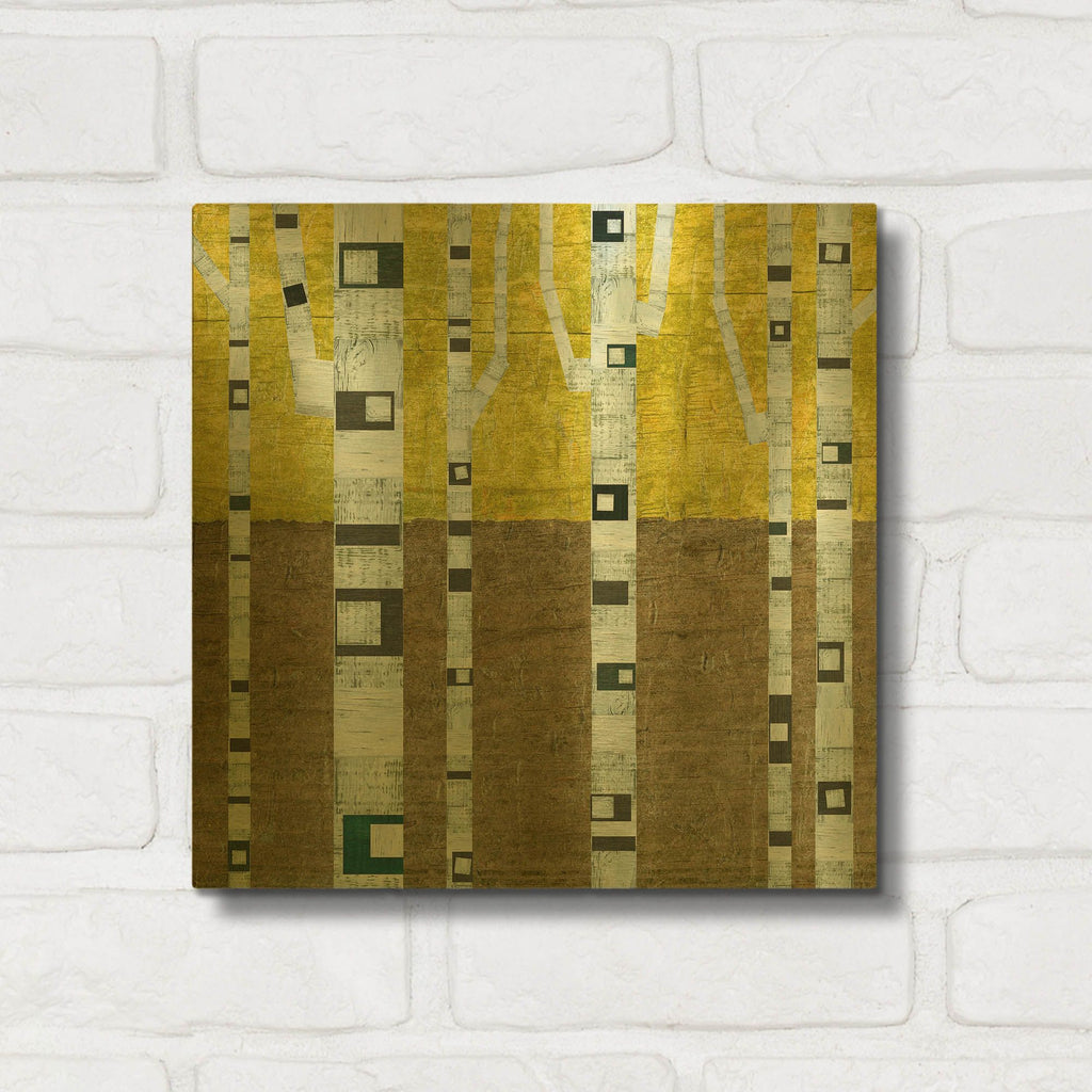 'Fall Birches' By Michelle Calkins Gold Metal Wall Art