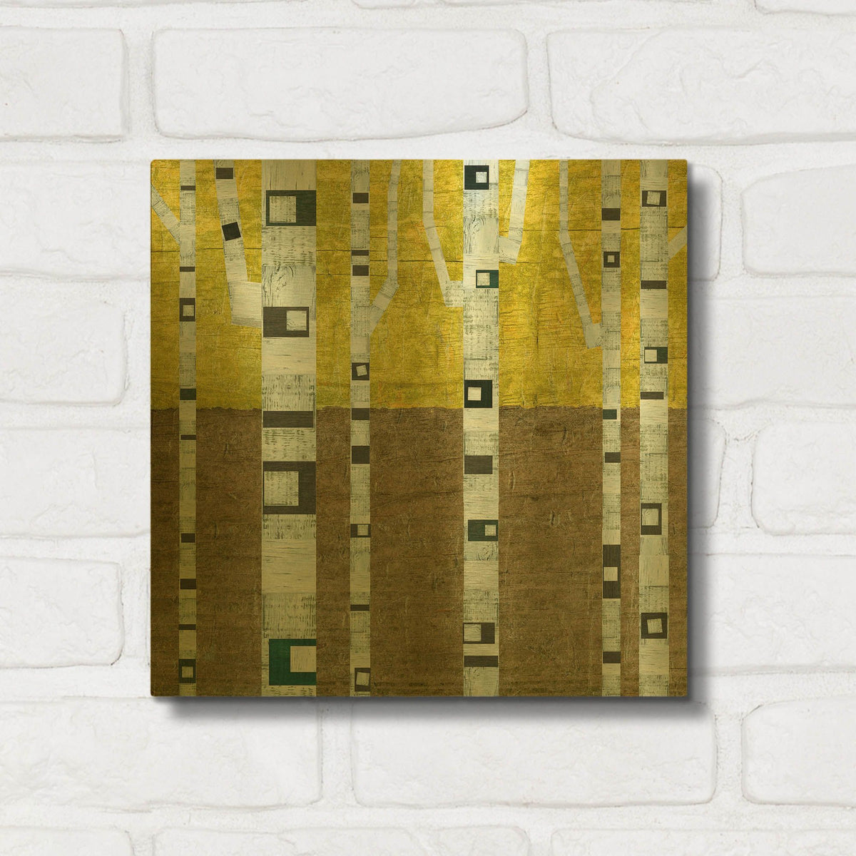 'Fall Birches' By Michelle Calkins Gold Metal Wall Art