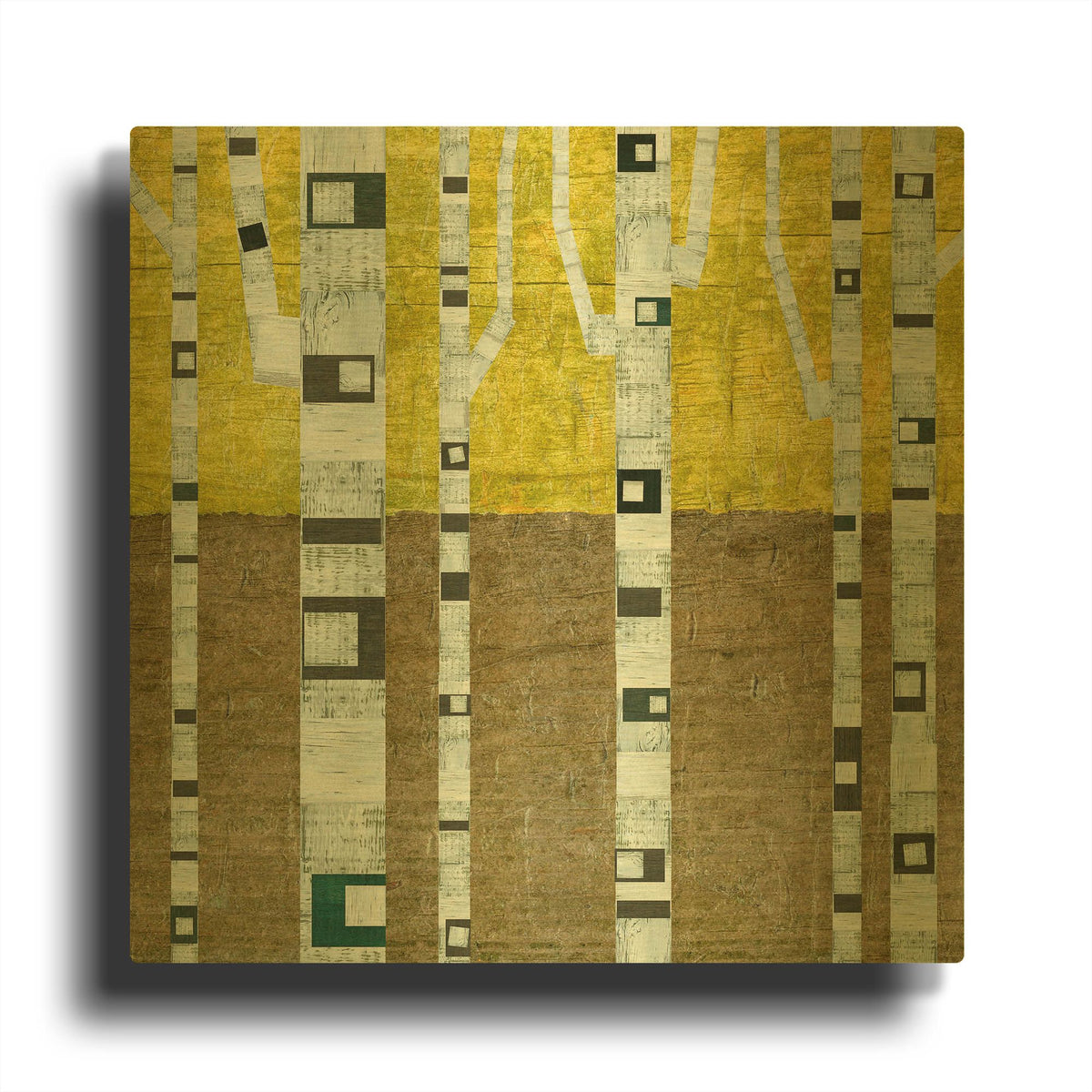 'Fall Birches' By Michelle Calkins Gold Metal Wall Art