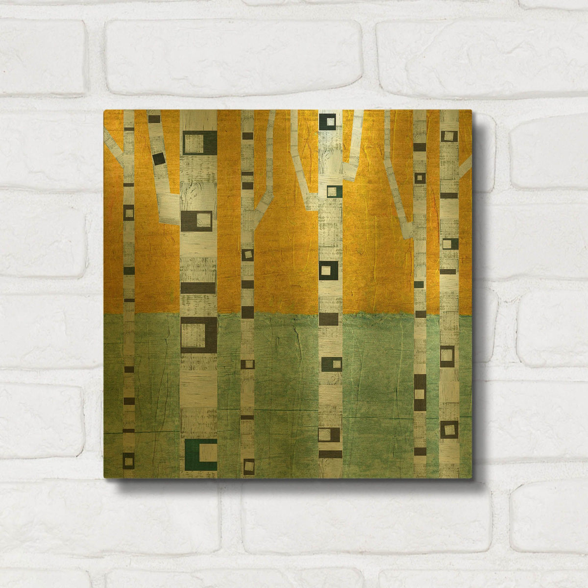 'Early Winter Birches' By Michelle Calkins Gold Metal Wall Art