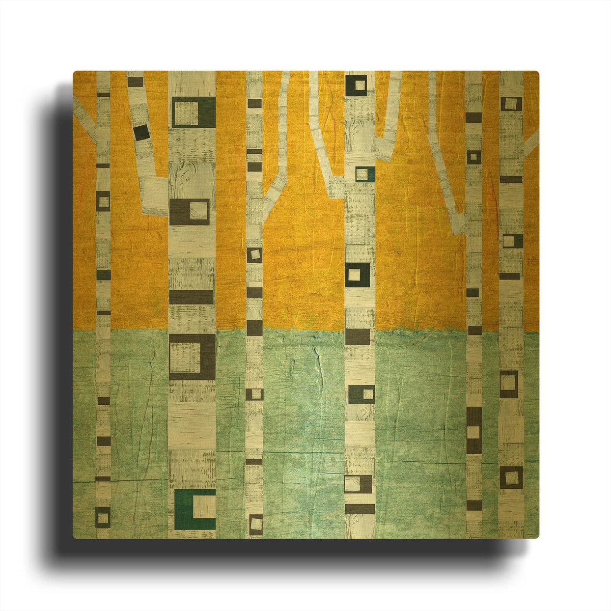 'Early Winter Birches' By Michelle Calkins Gold Metal Wall Art