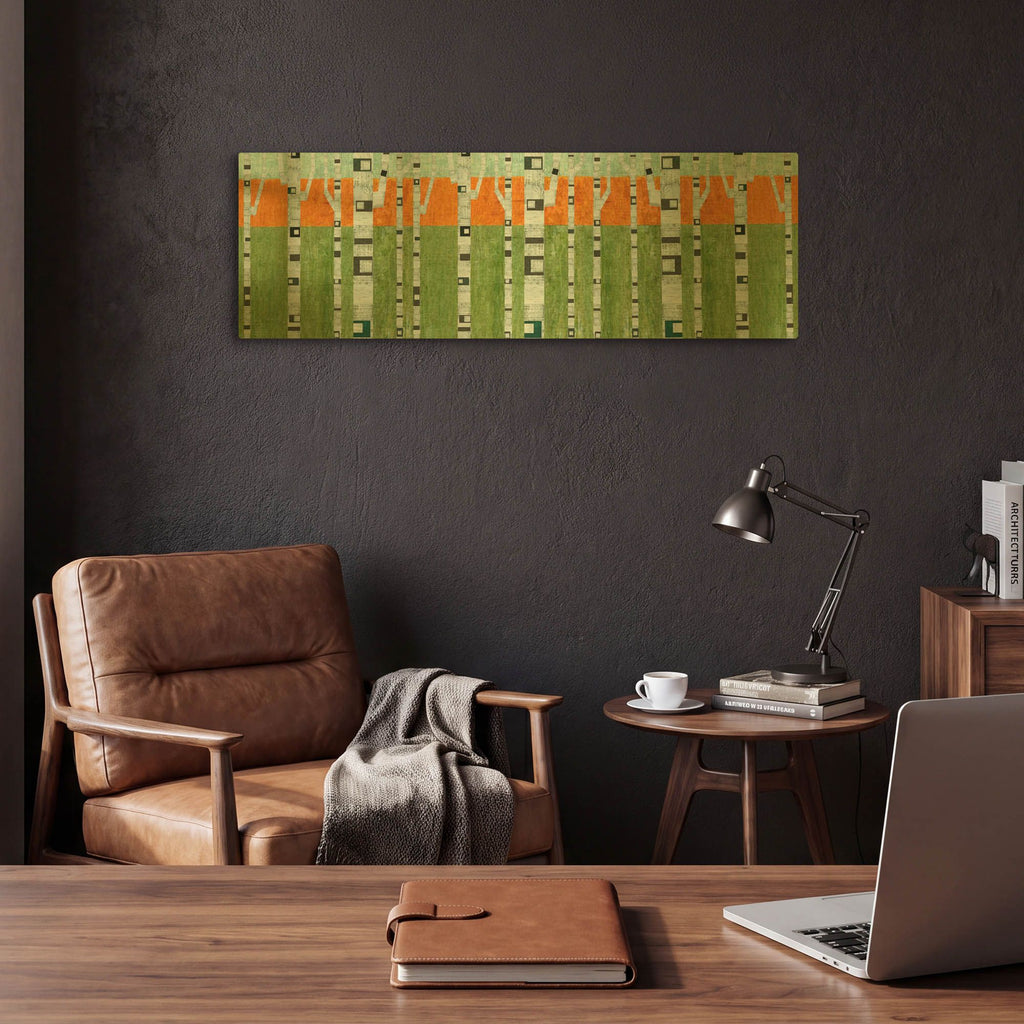 'Birches in Spring' By Michelle Calkins Gold Metal Wall Art