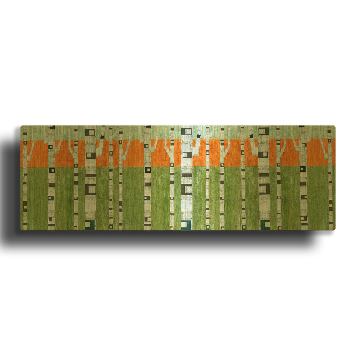 'Birches in Spring' By Michelle Calkins Gold Metal Wall Art