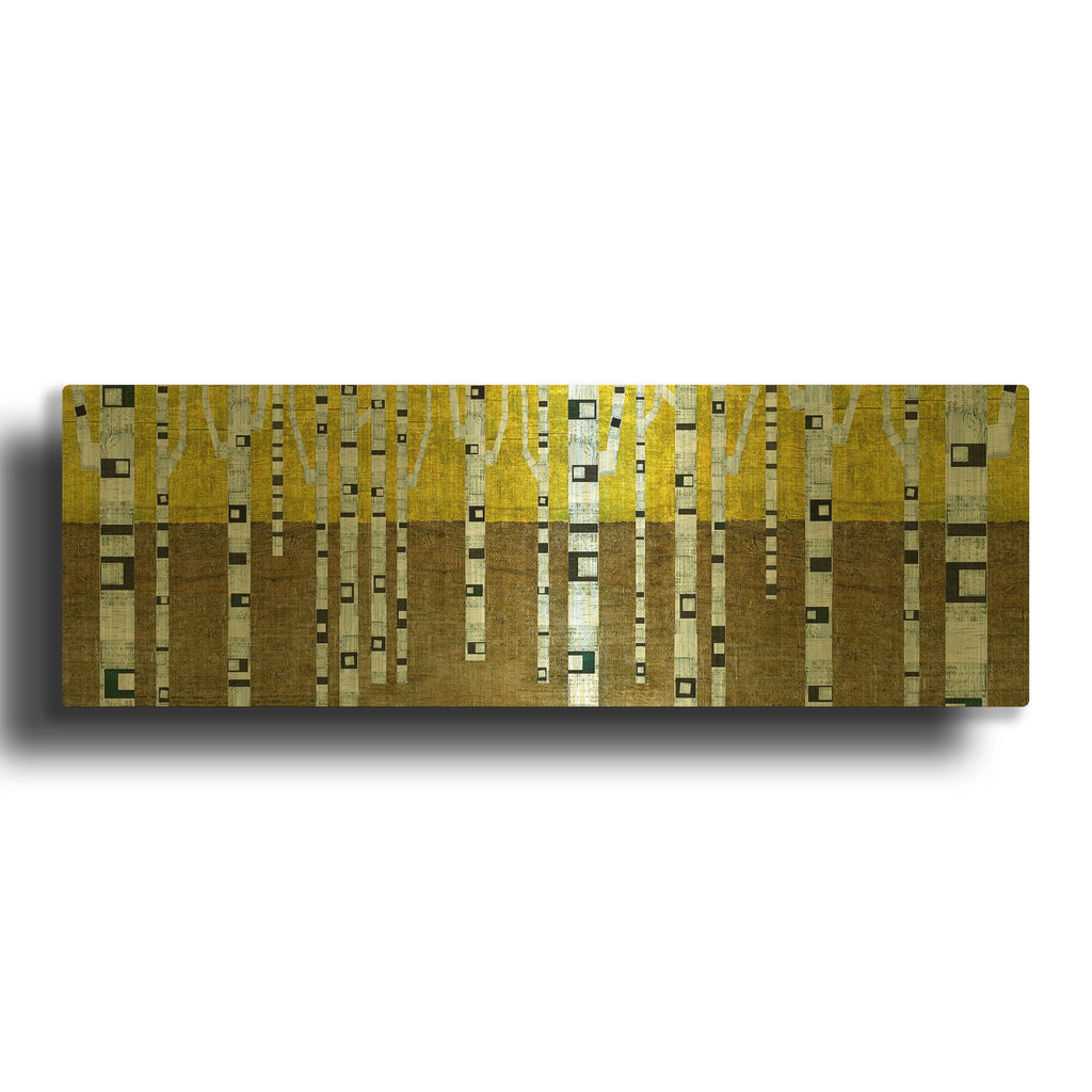 'Birches in Fall' By Michelle Calkins Gold Metal Wall Art