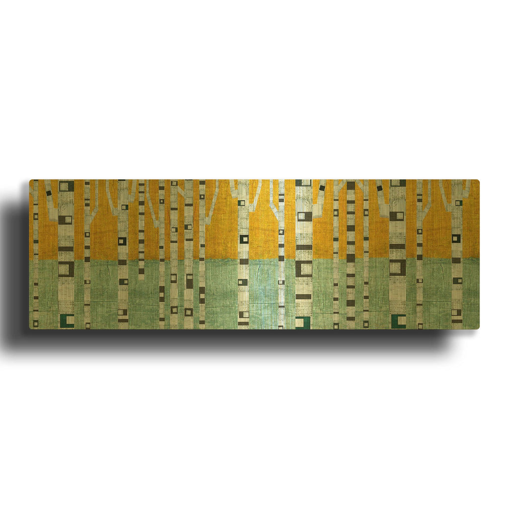 'Birches in Early Winter' By Michelle Calkins Gold Metal Wall Art