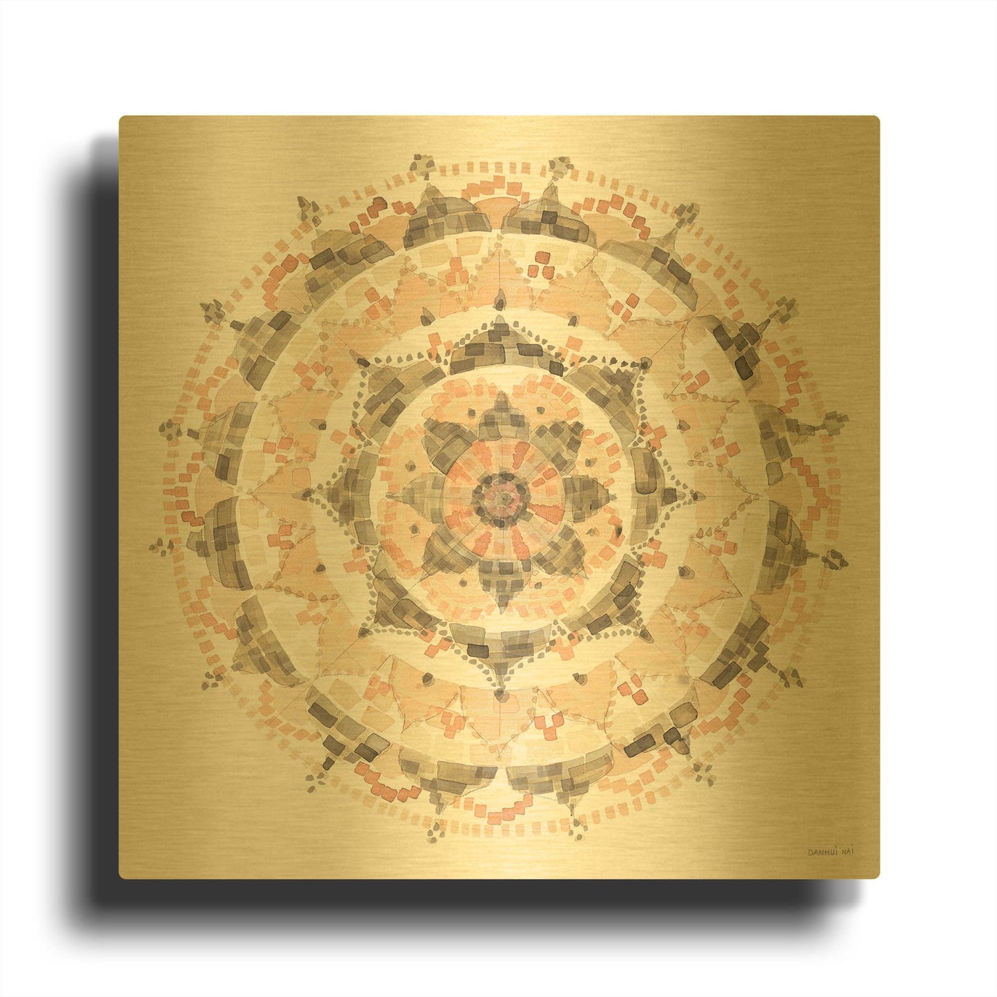 'Blush Mandala' By Danhui Nai Gold Metal Wall Art