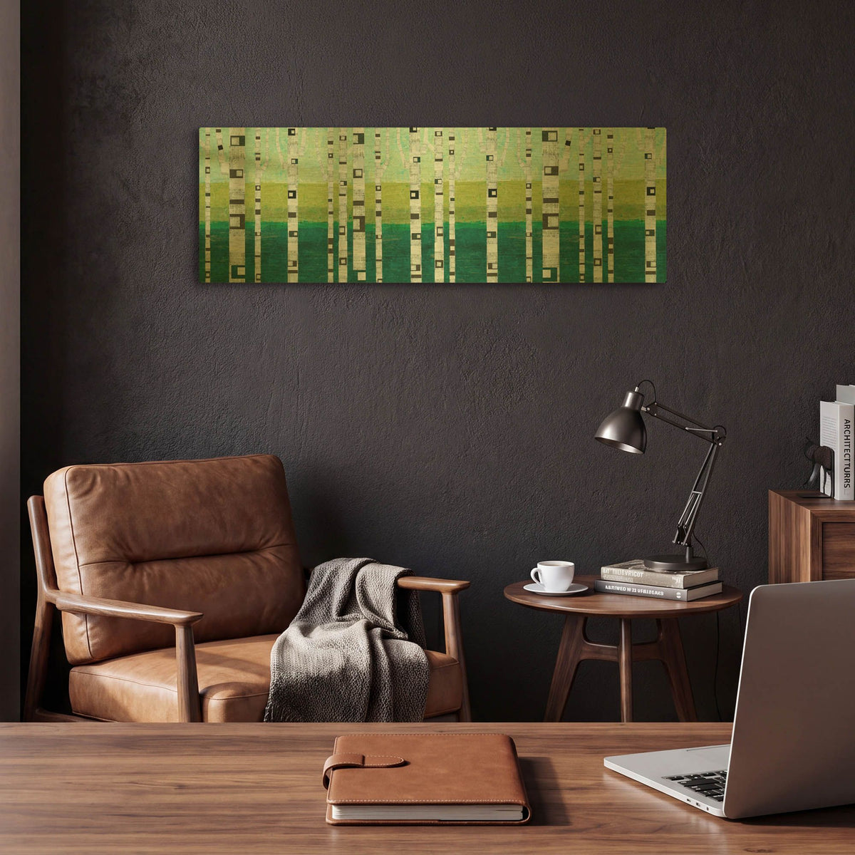'Birches at the Beach' By Michelle Calkins Gold Metal Wall Art