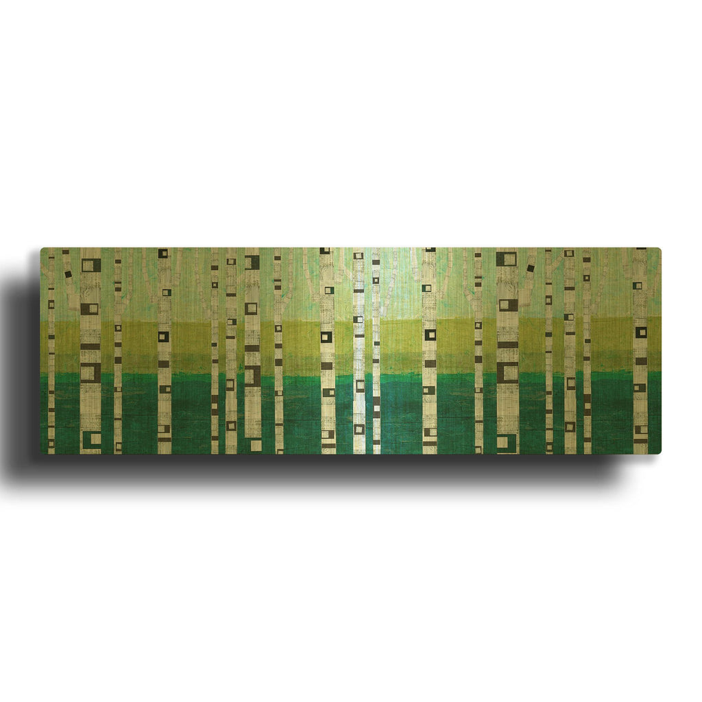 'Birches at the Beach' By Michelle Calkins Gold Metal Wall Art