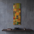 'Color Panels with Olives Stripes' By Michelle Calkins Gold Metal Wall Art