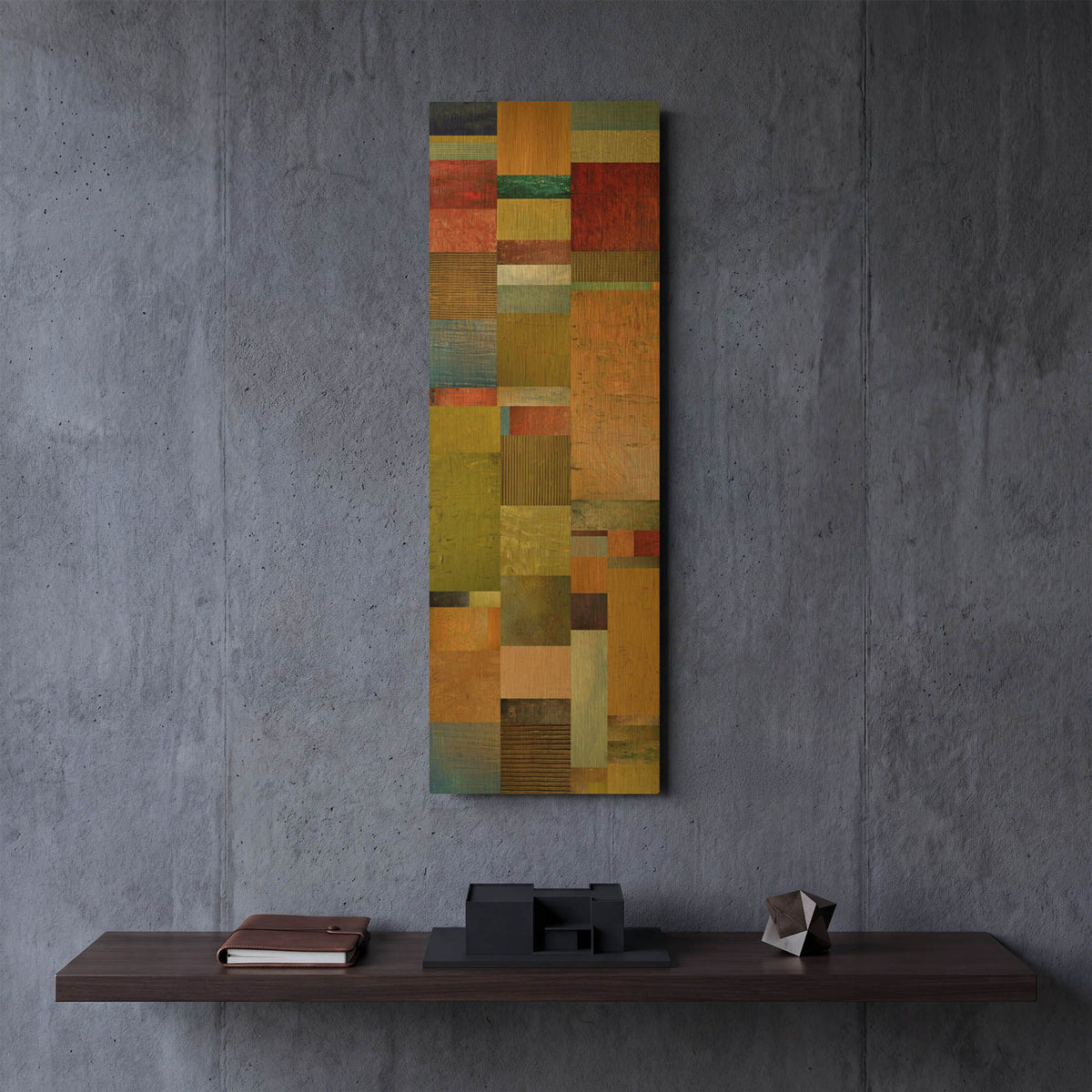 'Color Panels with Blue Sky' By Michelle Calkins Gold Metal Wall Art