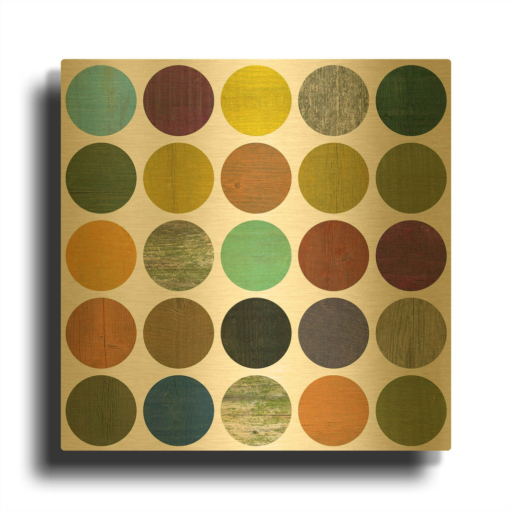 'Rustic Rounds 4.0' By Michelle Calkins Gold Metal Wall Art