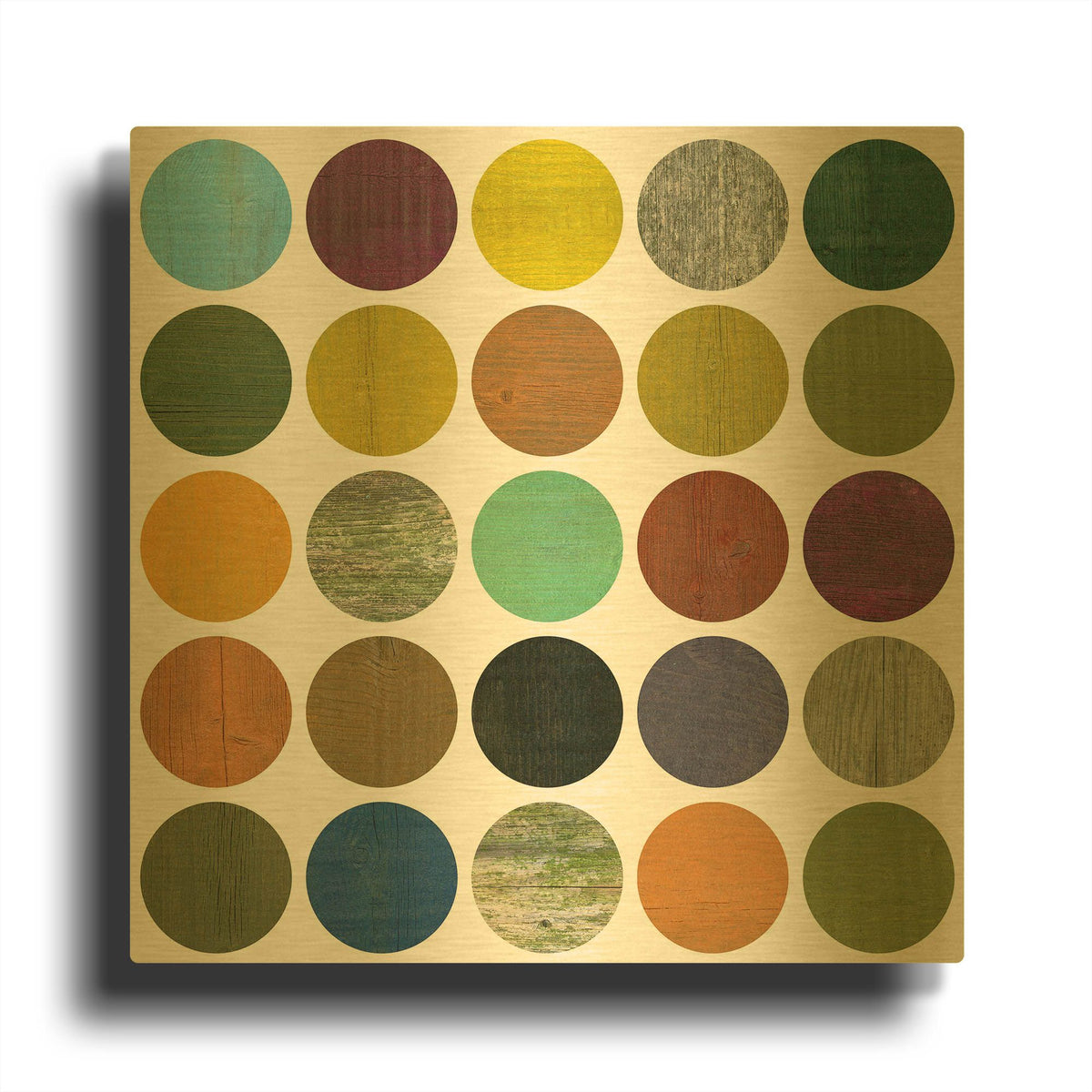 'Rustic Rounds 4.0' By Michelle Calkins Gold Metal Wall Art