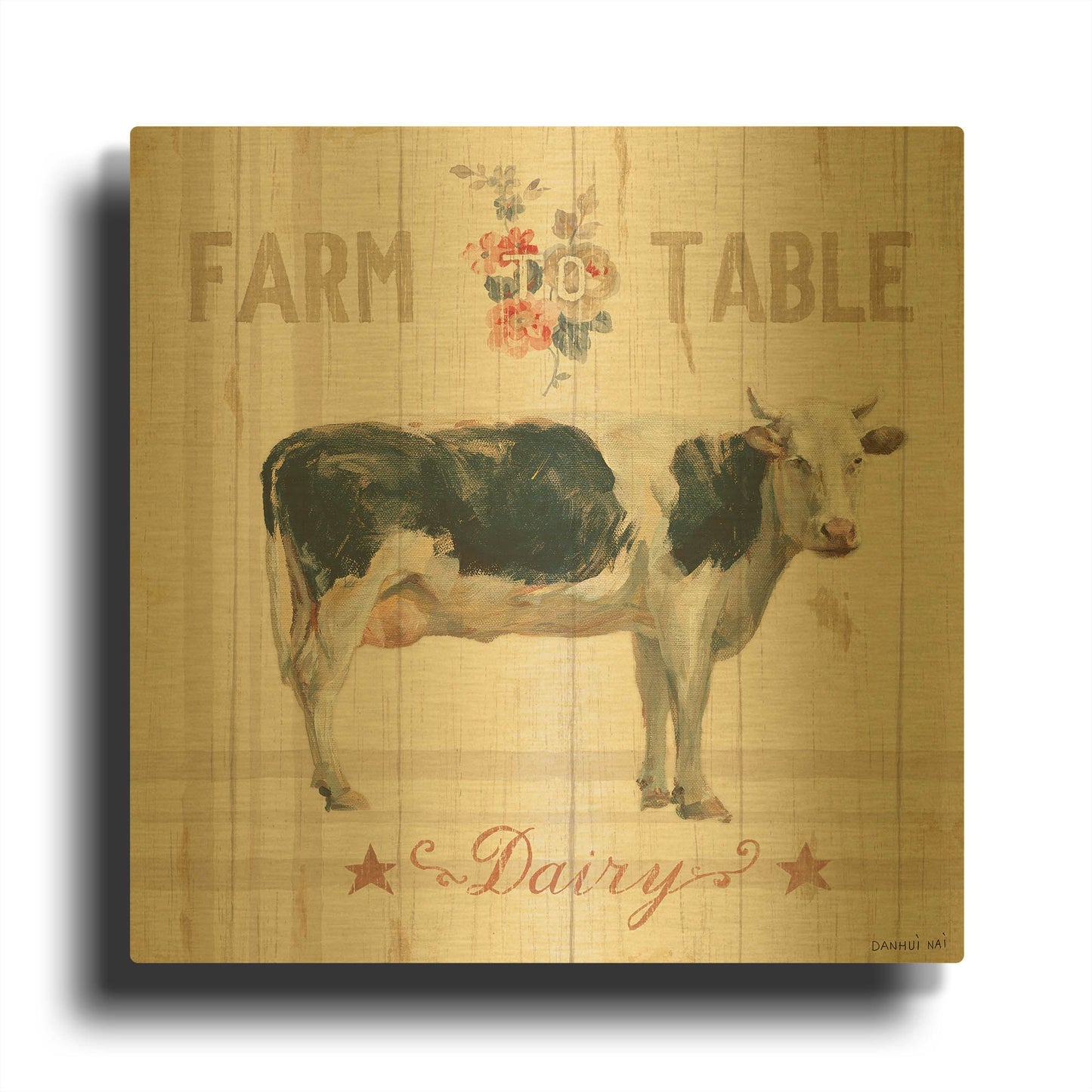 'Farm Patchwork V' By Danhui Nai Gold Metal Wall Art