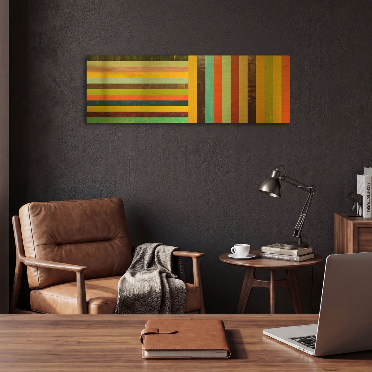 'Panel Abstract Digital' By Michelle Calkins Gold Metal Wall Art