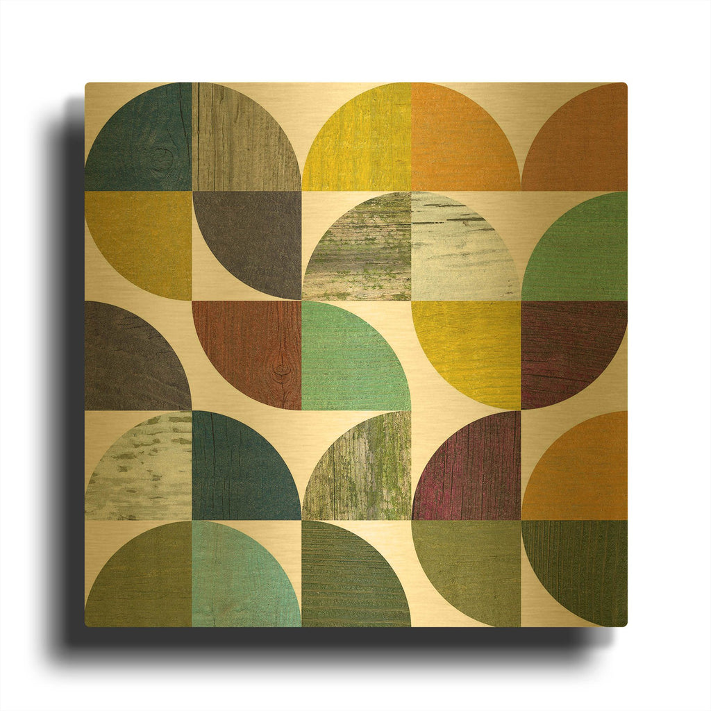 'Rustic Rounds 3.0' By Michelle Calkins Gold Metal Wall Art