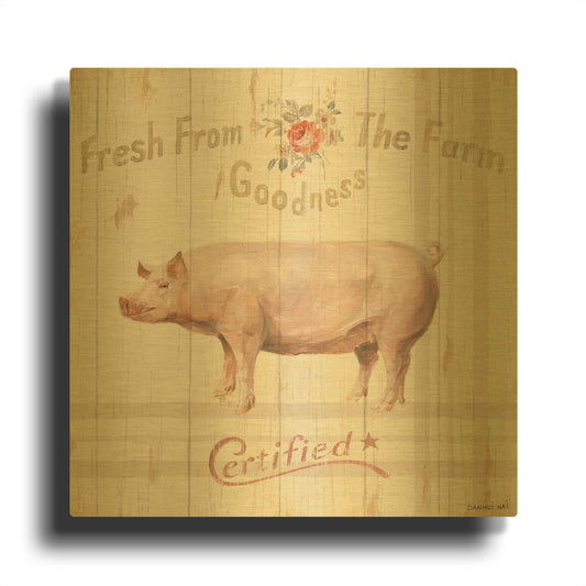 'Farm Patchwork VI' By Danhui Nai Gold Metal Wall Art