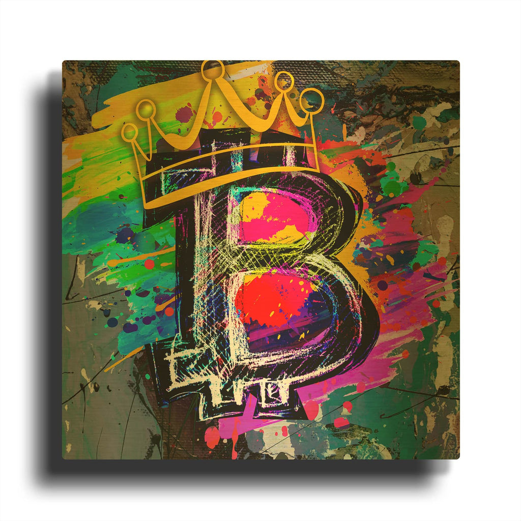 'Bitcoin Crypto King' By Epic Portfolio Gold Metal Wall Art