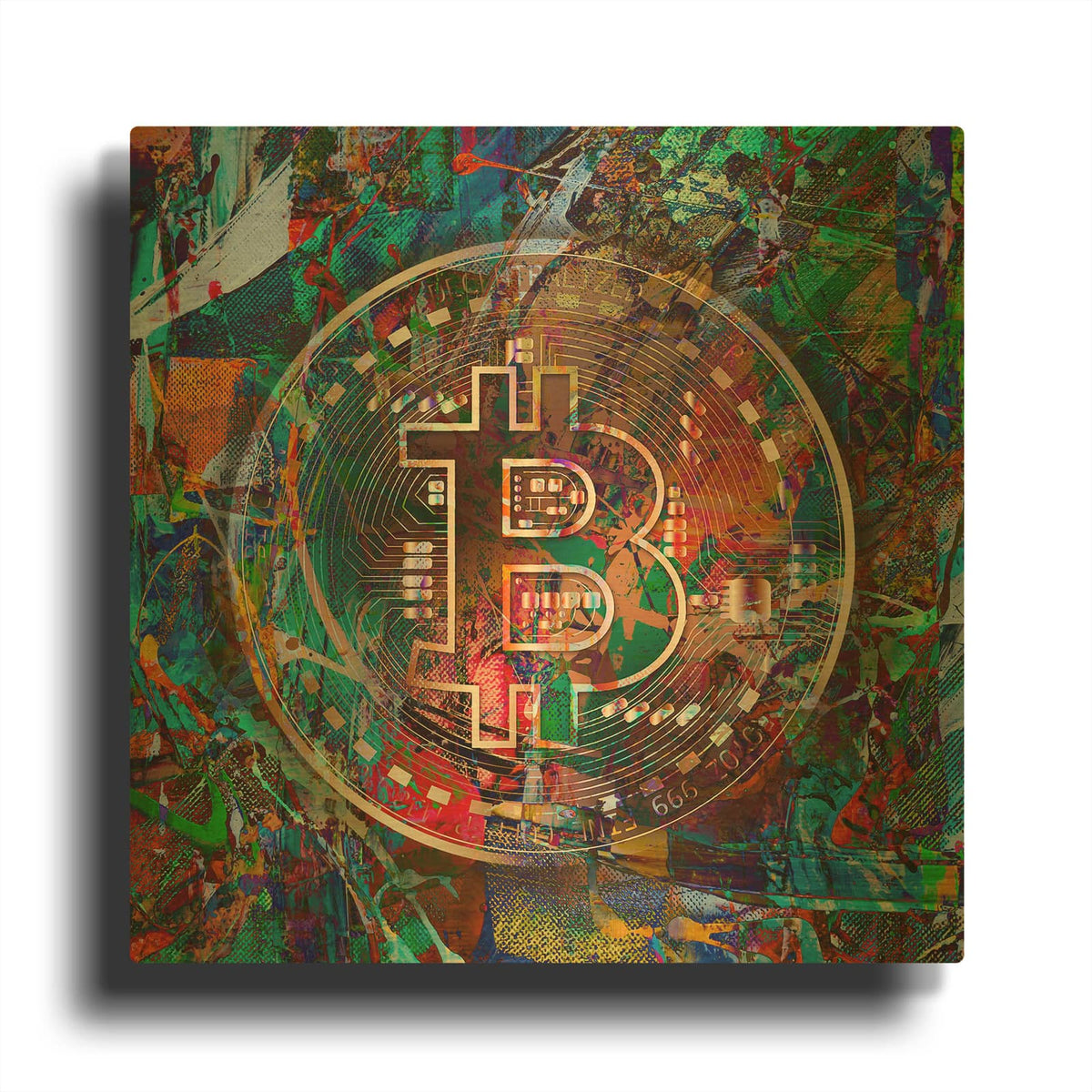 'Bitcoin Bronze Abstract' By Epic Portfolio Gold Metal Wall Art