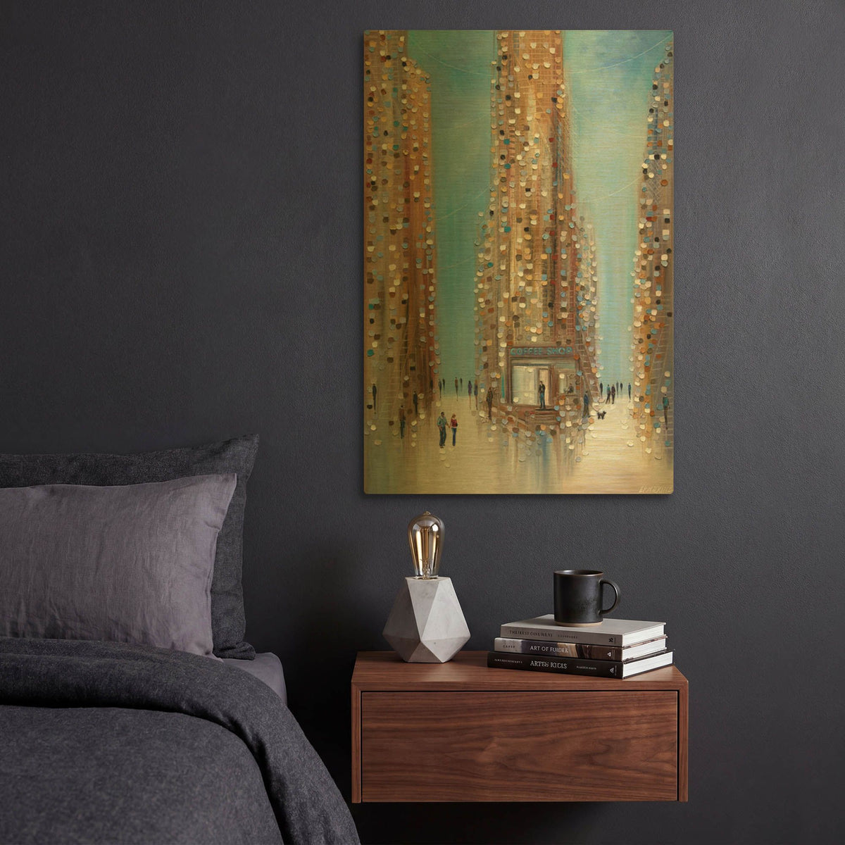 'Coffee Shop' By Ekaterina Ermilkina Gold Metal Wall Art