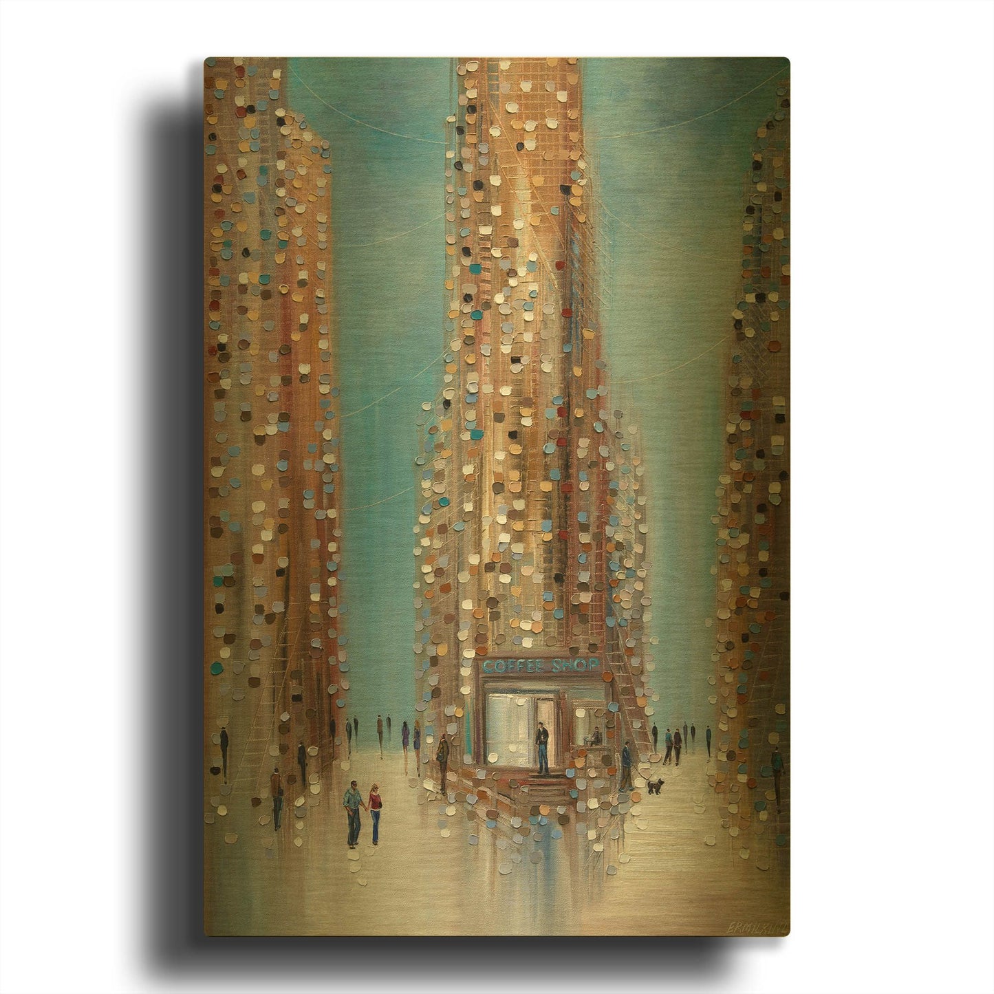 'Coffee Shop' By Ekaterina Ermilkina Gold Metal Wall Art