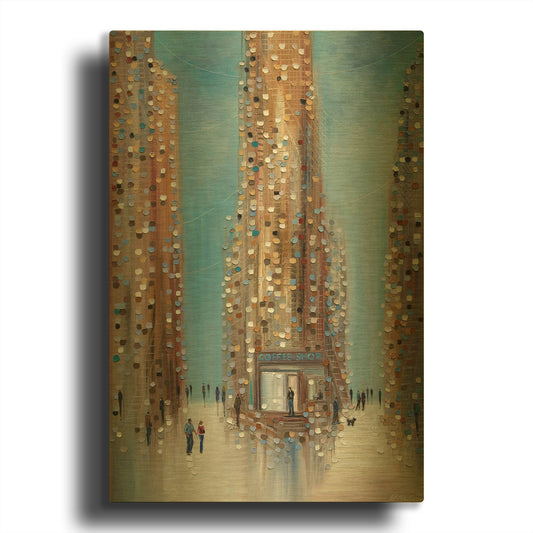 'Coffee Shop' By Ekaterina Ermilkina Gold Metal Wall Art