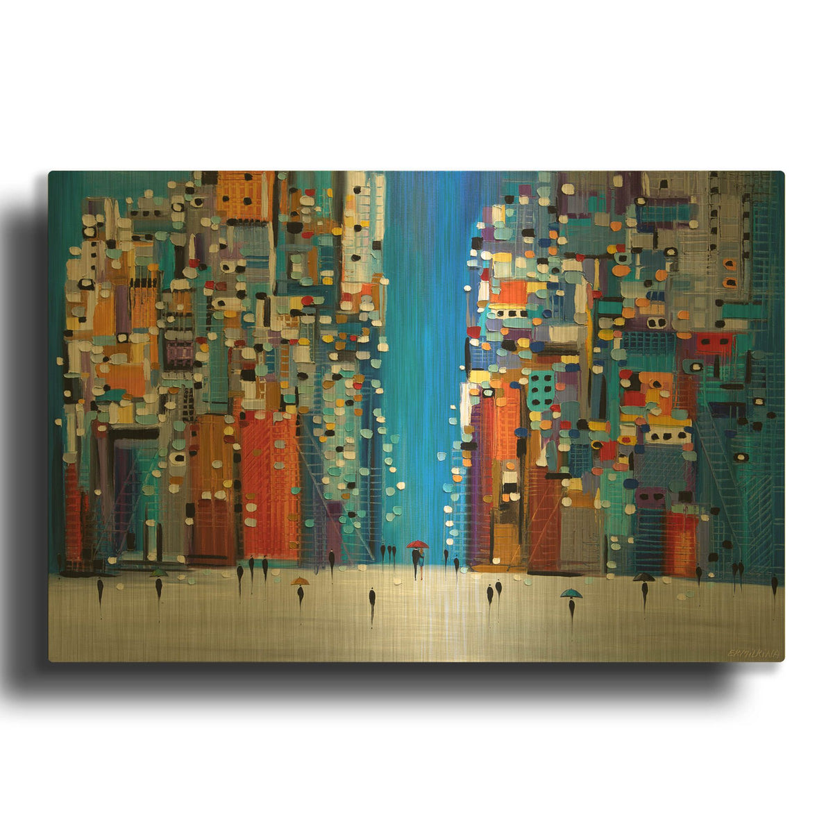 'Night Square' By Ekaterina Ermilkina Gold Metal Wall Art