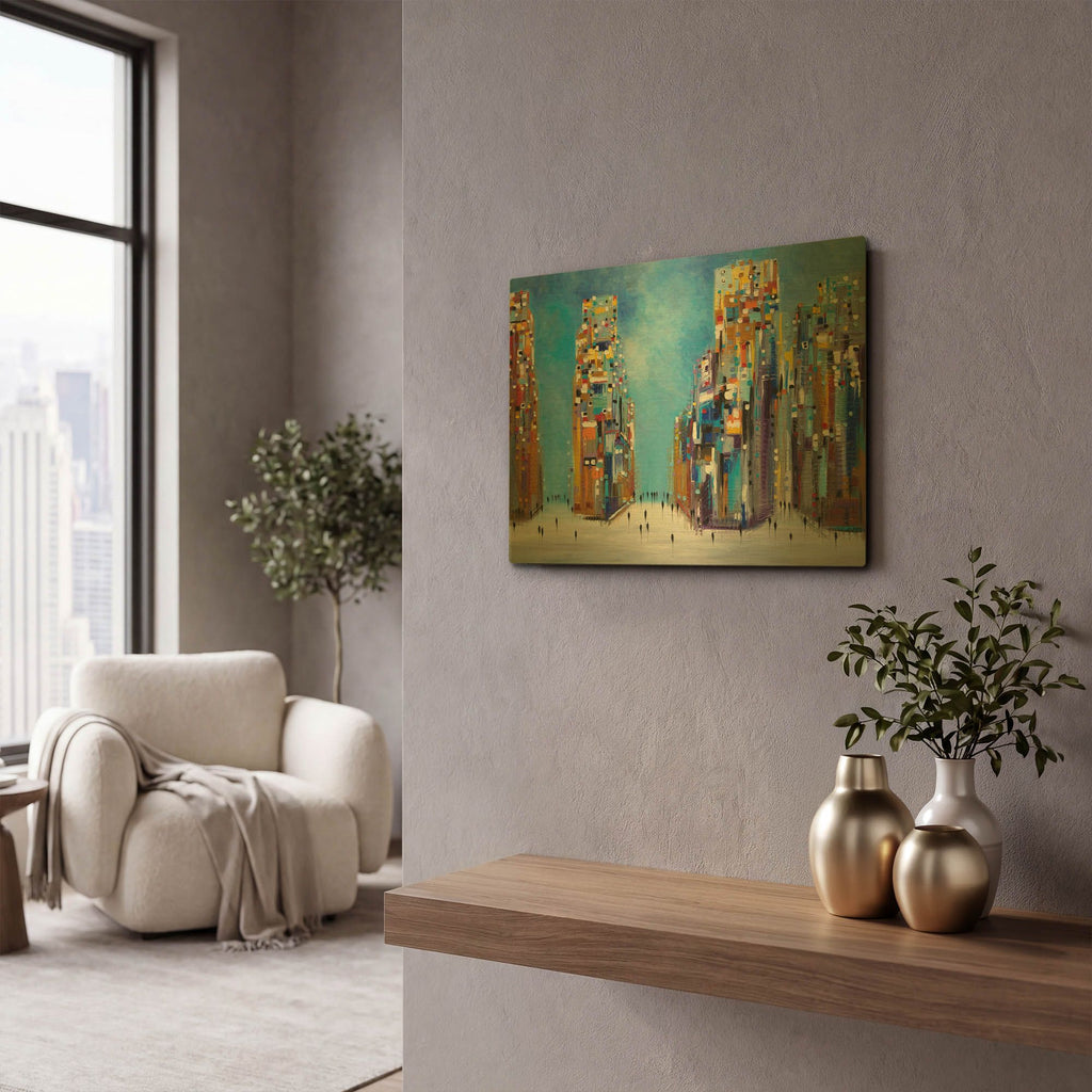 'Nyc Streets' By Ekaterina Ermilkina Gold Metal Wall Art
