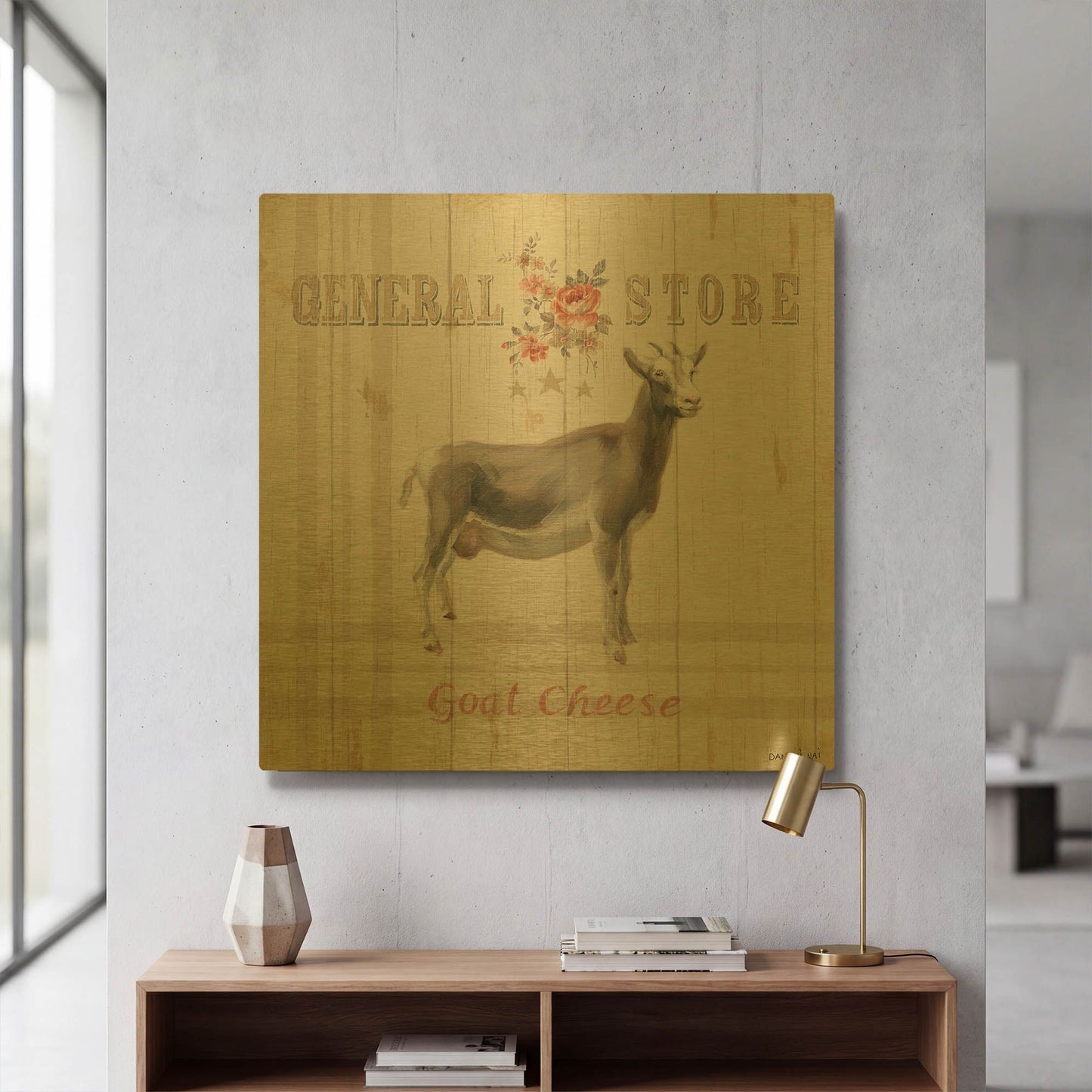 'Farm Patchwork VII' By Danhui Nai Gold Metal Wall Art