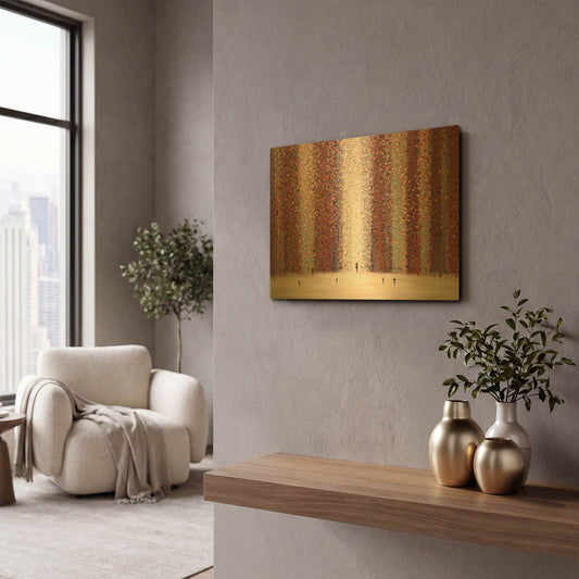 'Romance And Rain' By Ekaterina Ermilkina Gold Metal Wall Art