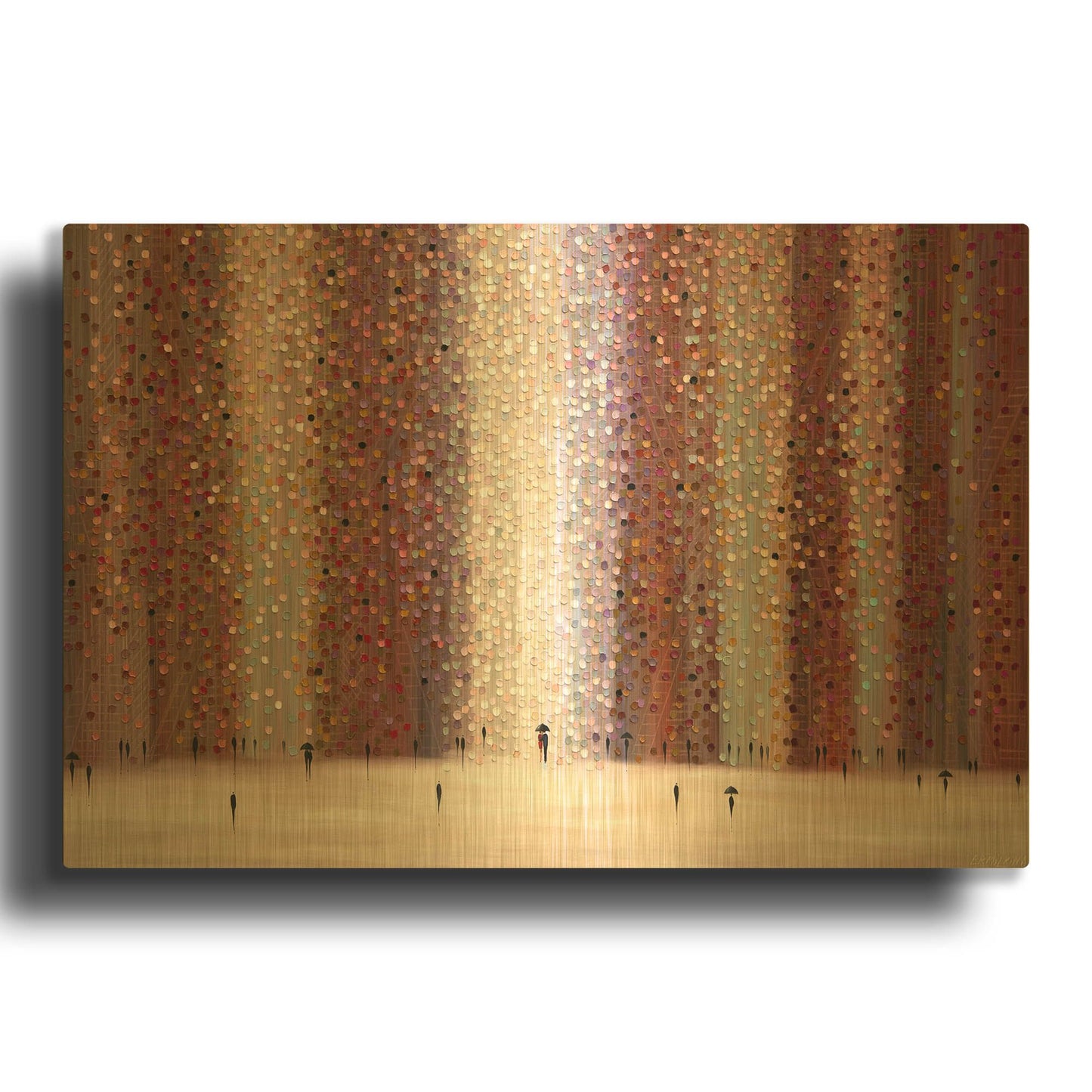 'Romance And Rain' By Ekaterina Ermilkina Gold Metal Wall Art