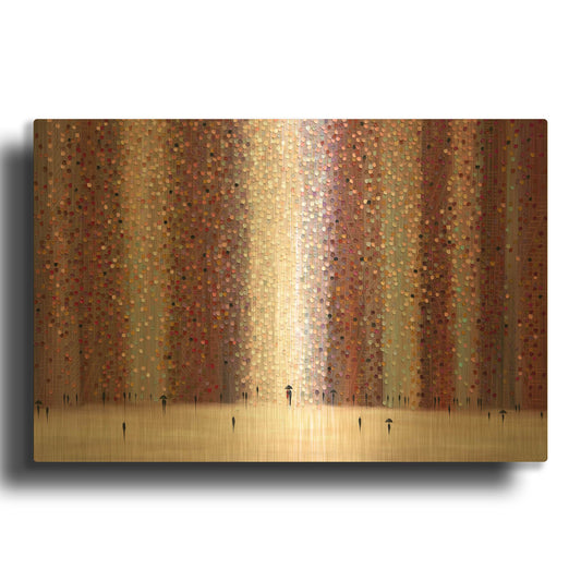 'Romance And Rain' By Ekaterina Ermilkina Gold Metal Wall Art