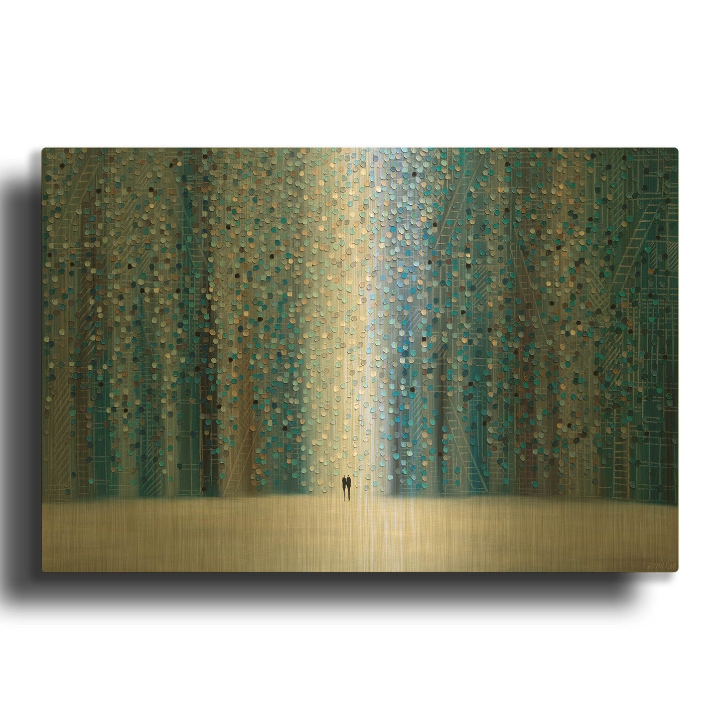 'Sounds Of The Rain' By Ekaterina Ermilkina Gold Metal Wall Art