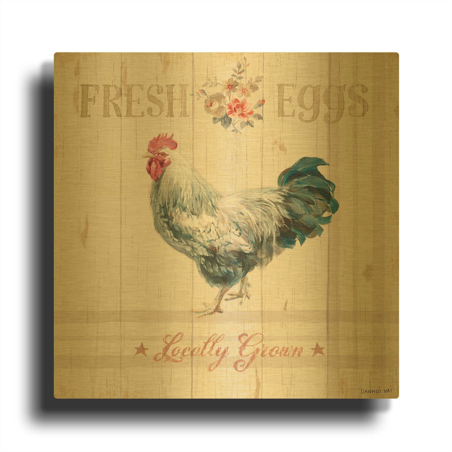 'Farm Patchwork VIII' By Danhui Nai Gold Metal Wall Art
