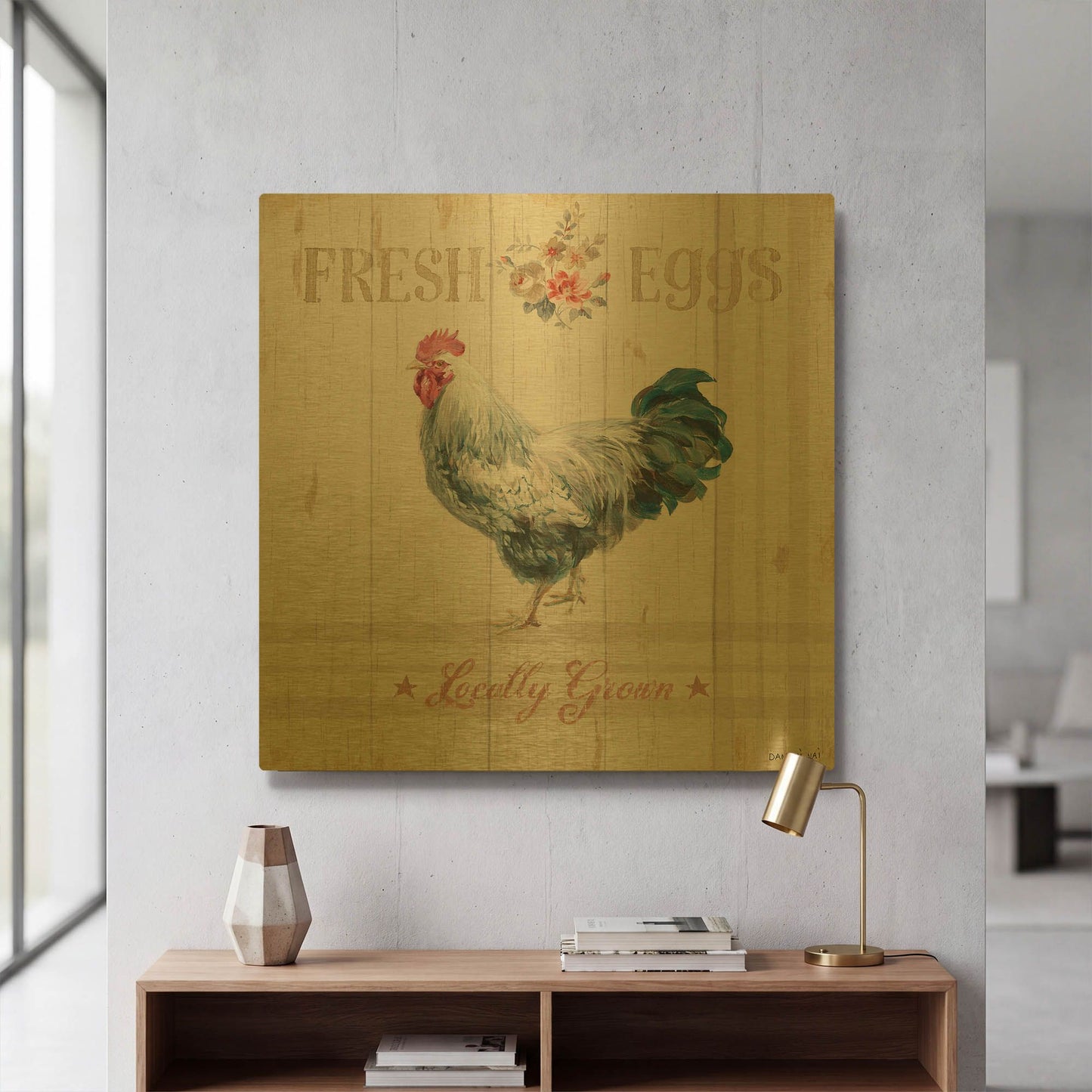 'Farm Patchwork VIII' By Danhui Nai Gold Metal Wall Art