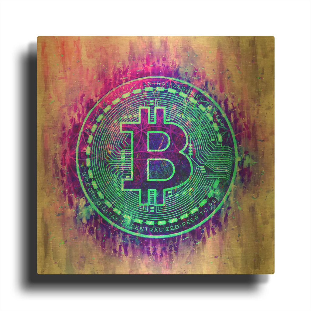 'Bitcoin Melt' By Cameron Gray Gold Metal Wall Art