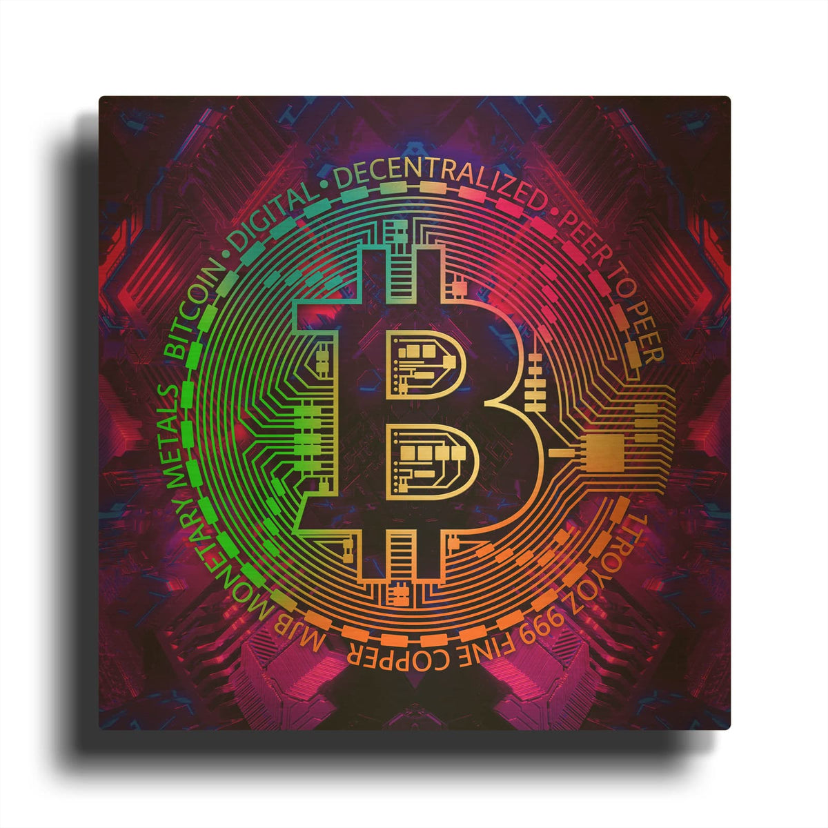 'Bitcoin Rainbow' By Cameron Gray Gold Metal Wall Art